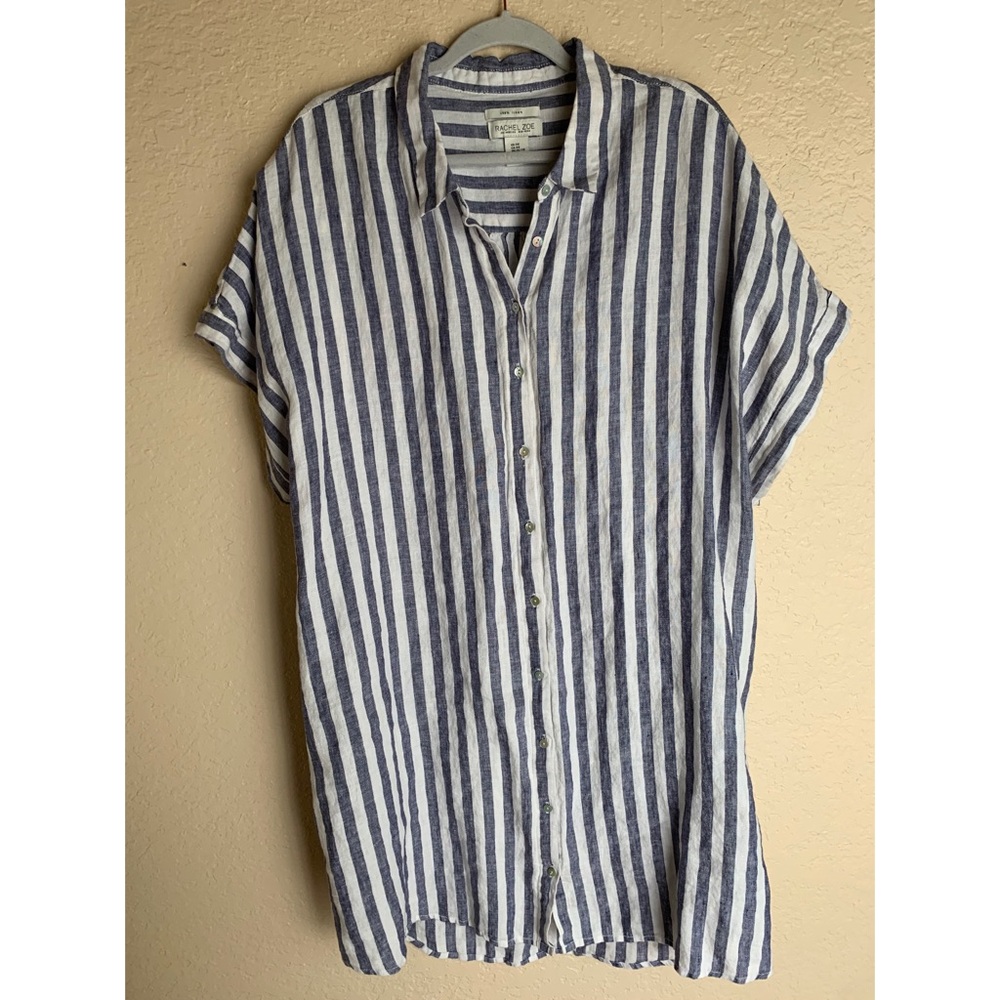 Navy blue and white striped dress
